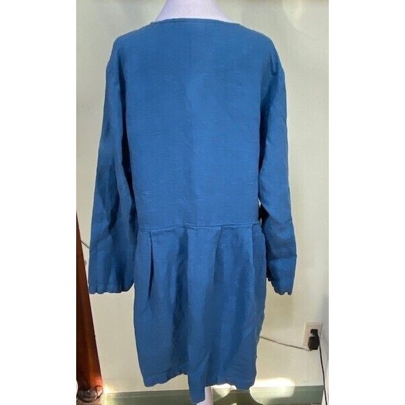 Bryn Walker Sz M Blue Linen Tunic Dress Minimalistic Coastal Bohemian Oversized - Picture 7 of 11